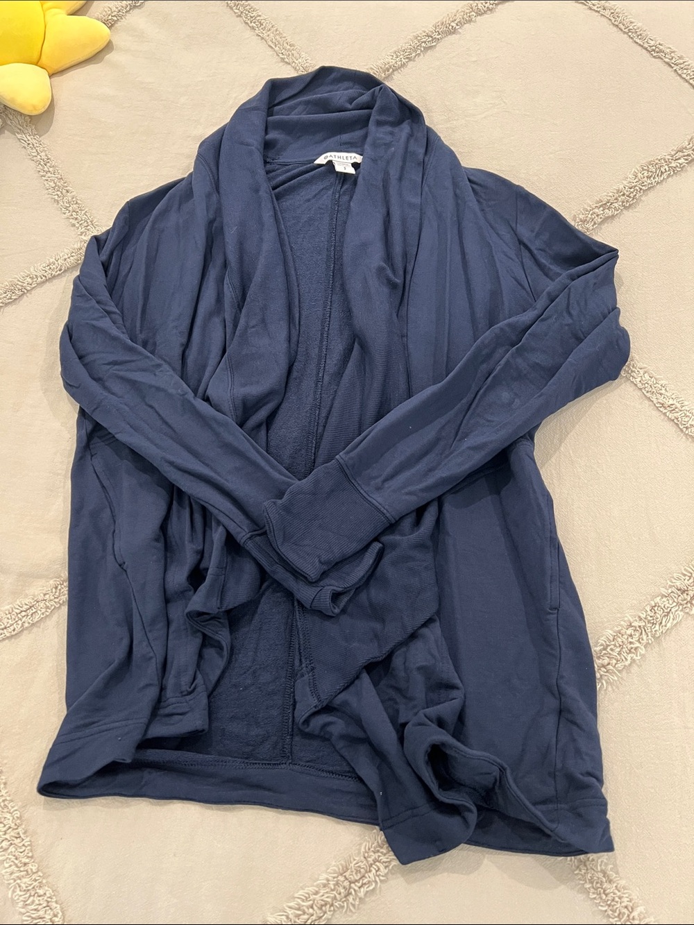 Athleta Pranamaya Navy Open-Front Draped Cardigan Sweatshirt